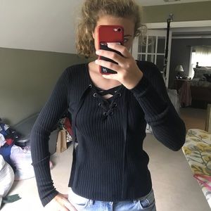 Black cross sweater top